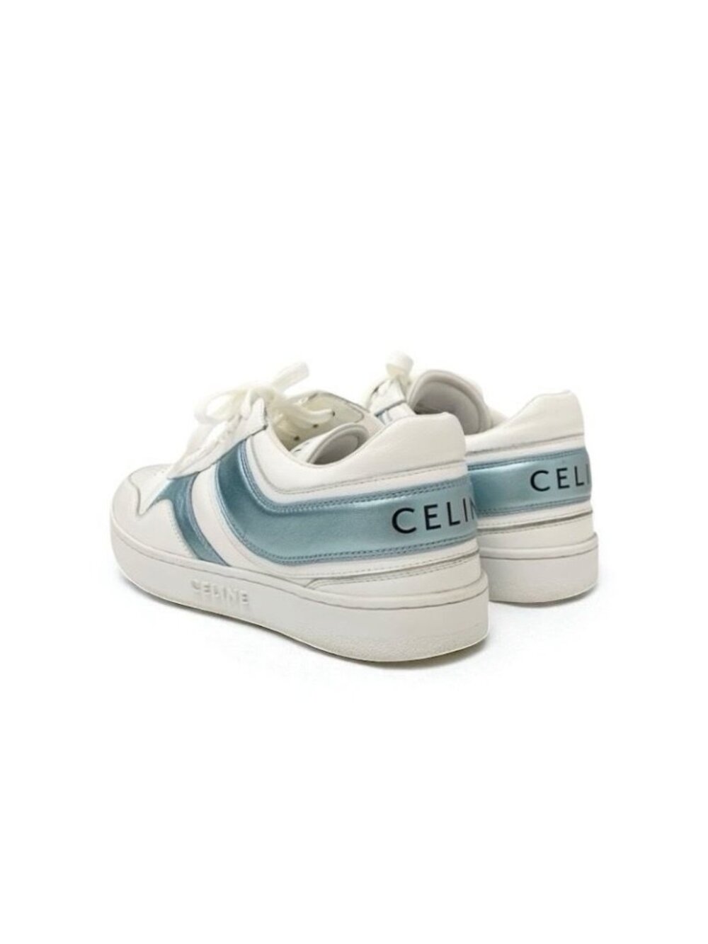 Celine Sneakers Shoes Leather White Blue Logo - Picture 5 of 11